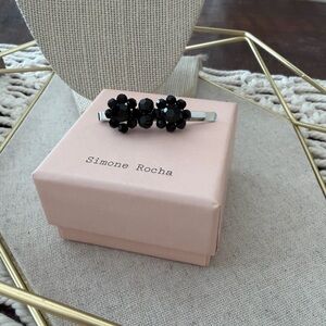 Simone Rocha Mini Crystal Flower Hair Clip In Jet - New In Box